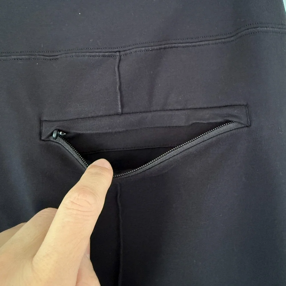 Athleta Eastbound Straight Pants Womens Size 8 Black  Zip Pockets Pull On Office